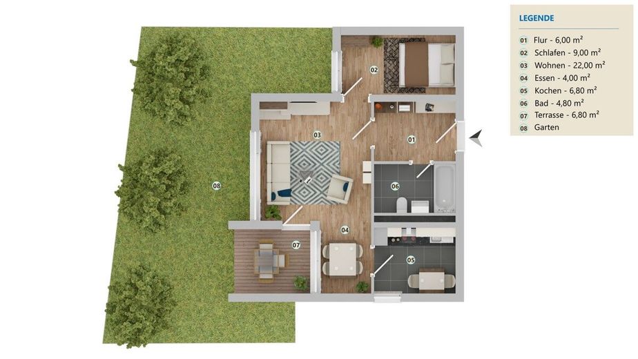 Hadern: 1,5-Zi.-EG-ETW - Loggia + Garten | Erstbezug nach Renovierung | ÖPNV vor der Tür – Grundriss