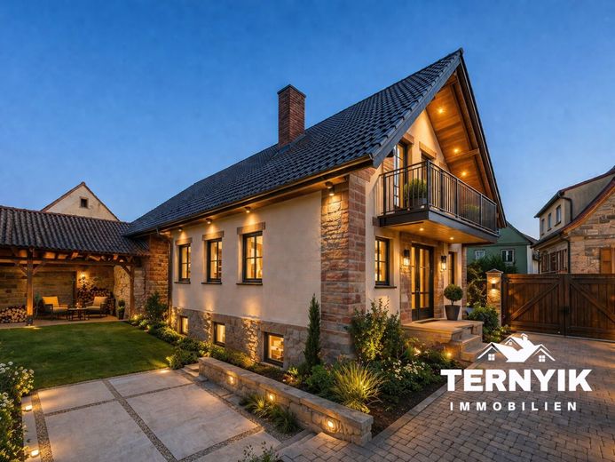 Einmaliger Vierseithof im LK Bamberg! Riesiges Grundstück, 2 x Haus, Halle, 6000 qm Bauland! Garten! – So könnte das Haupthaus nach einer entsprechenden Fassadenerneuerung aussehen