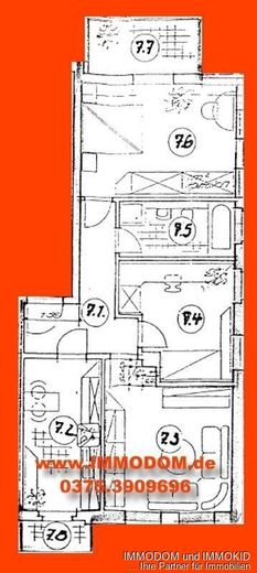 3-Zimmer-Wohnung mit BALKON und Tageslichtbad in Zwickau-Marienthal zu vermieten! – Grundriss