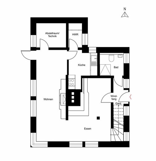 Reetdach - Anwesen in Alleinlage, 7315 qm Parkgrundstück Reetdachhaus See Teich Haus Reetdachkate – Haupthaus Erdgeschoss