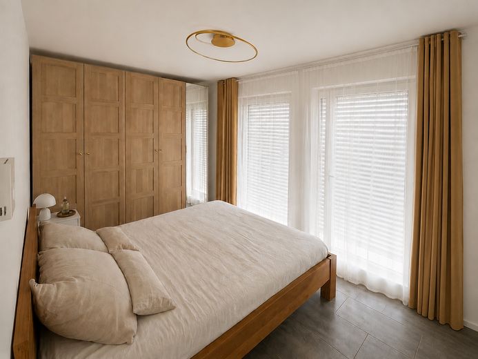 Elegancki nowy dom rodzinny w Hochheim | 156 m² | 6 pokoi | Ogród i taras na dachu – Schlafzimmer mit Taunusblick