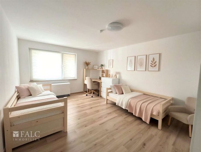 Großzügige 3,5-Zimmer-Wohnung mit Balkon und optionalem Dachboden in Essen-Holsterhausen – Schlafzimmer - (KI generiert)