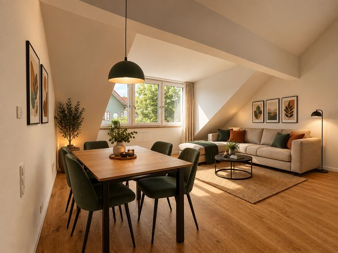 Erstbezug nach exklusivem Architekten-Umbau – DG WohnenEssen KI generiert
