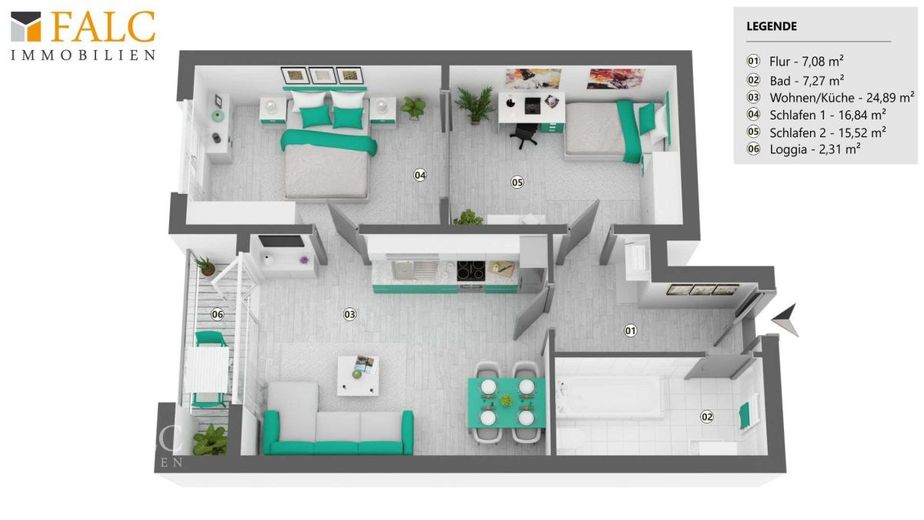 Attraktives Investment mit fünf Einheiten im Bremer Bahnhofsviertel - Perfekt für Ferienvermietung – Grundriss - Wohnung 58