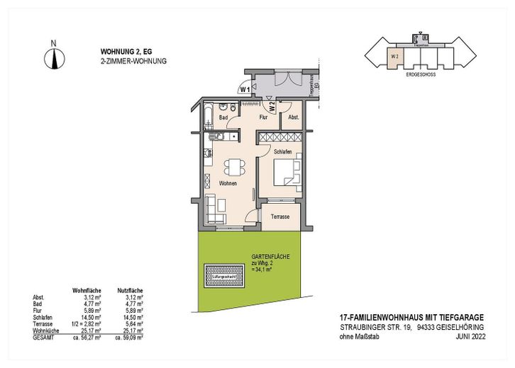 Moderne 2-Zimmer-Erdgeschosswohnung mit 34 m² Garten, Tiefagarage, Aufzug und Glasfaseranschluss,. – Foto 2