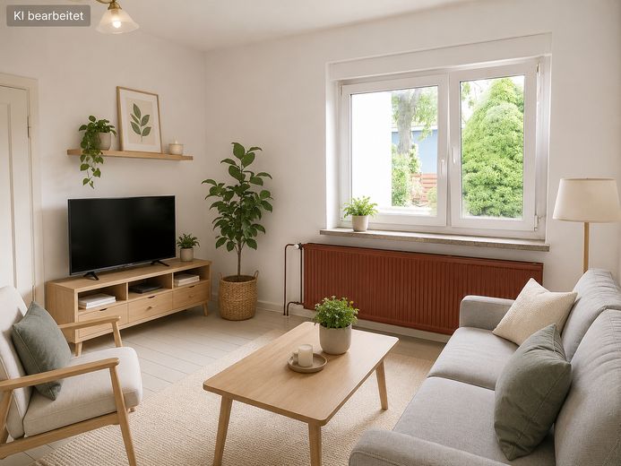 Verstecktes Raumwunder! Doppelhaushälfte mit großem Garten, Garage und überraschend viel Platz – Wohnzimmer - KI Beispiel
