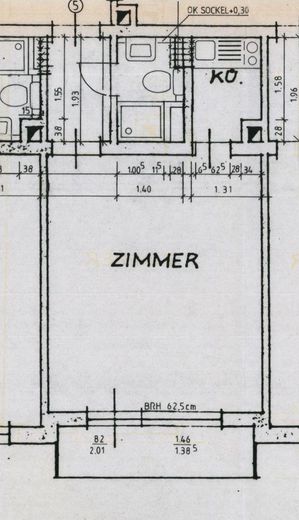 First occupancy after modernization: Partially furnished 1-room apartment in Munich-Sendling – Grundriss