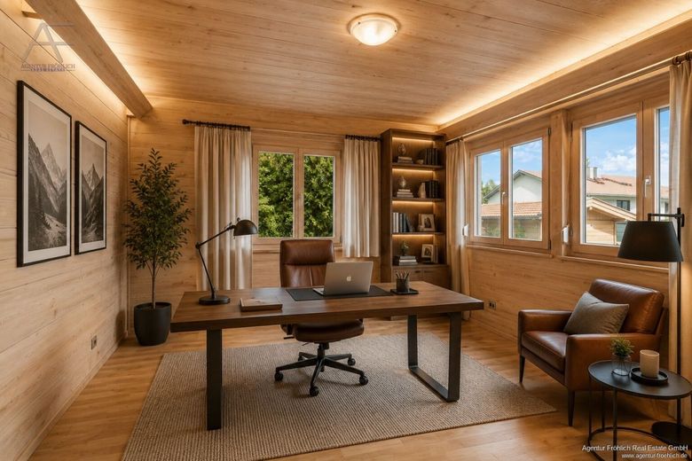 Ein Meisterwerk ökologischer Baukunst - Exklusives Bio-Blockhaus am Waldrand von Icking – Icking_Office