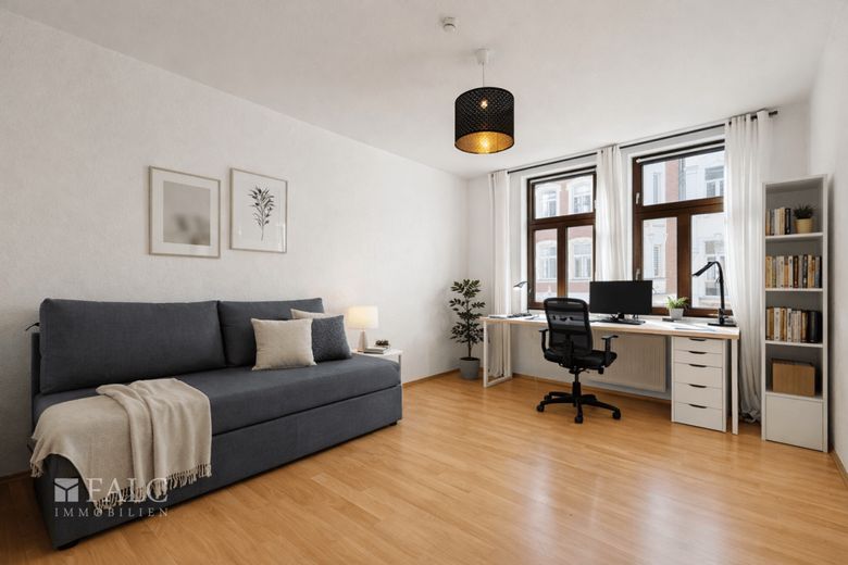 Charmante Altbauwohnung mit Erker &amp; Balkon in begehrter Lage von Magdeburg-Stadtfeld Ost – Büro/Gästezimmer virtuell eingerichtet