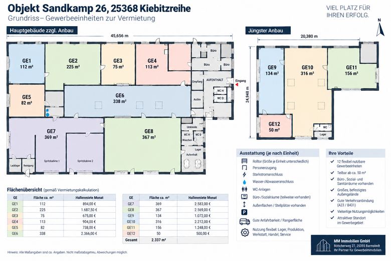 Flexibel teilbare Gewerbe-, Hallen- und Lagerflächen ab ca. 50 m² | Sandkamp 26 – Foto 1