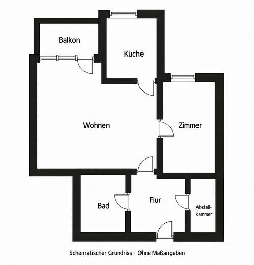 Provisionsfrei & bezugsfrei: 1,5-Zimmer-Wohnung mit Balkon – Grundriss