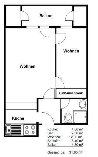 Vermietete 2-Zimmer-Eigentumswohnung mit Balkon und Duplexstellplatz in Köln-Braunsfeld – Foto 4