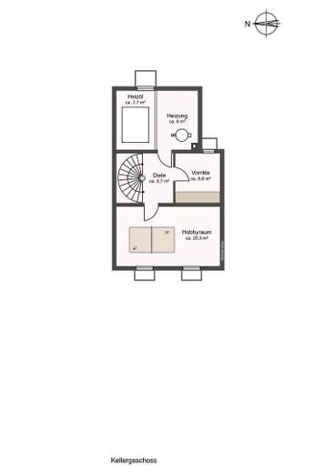 Casa a schiera centrale tranquilla a Neukeferloh - 5 locali + locale hobby + garage – Grundriss Kellergeschoss