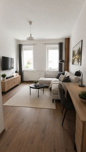 Stylishly furnished temporary apartment | 2 rooms | immediately ready to move in – Wohnzimmer