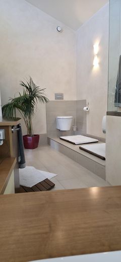 Hochwertiges Architektenhaus mit Wintergarten, Teich und 1.541 m² Grundstück in Albstadt-Tailfingen – Helles Badezimmer