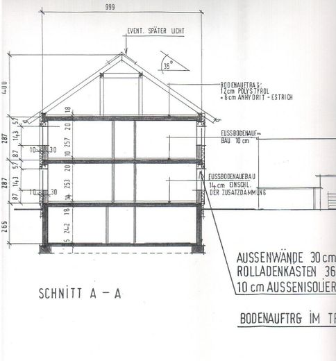 Freistehendes Ein-/Zweifamilienhaus, Lkr. Erding – Plan Schnitt Ost-West