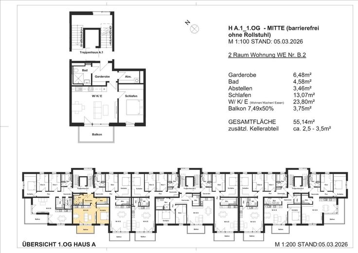 RUHIGE 2-RAUM WOHNUNG IM 1.OG - ERSTBEZUG – Grundriss WE11