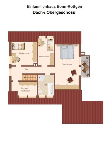 **Bonn-Röttgen - Charmantes Haus mit idyllischem Garten sucht neues Familienglück** - PRIVATVERKAUF – Grundriss Dach-/Obergeschoss