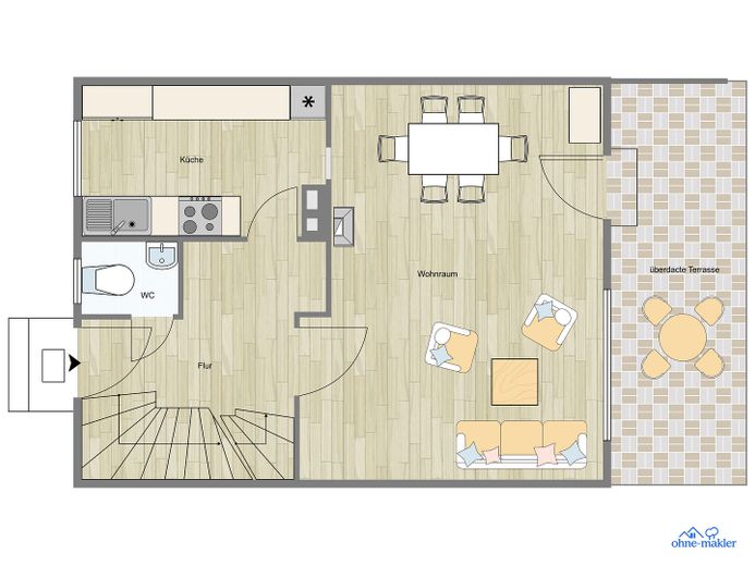 Gepflegtes Reihenmittelhaus in ruhiger Lage mit Garten und Garage – Grundriss Erdgeschoss