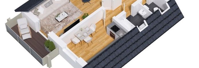 Appartamento mansardato completamente ristrutturato con 2 locali, cucina abitabile e grazioso balcone