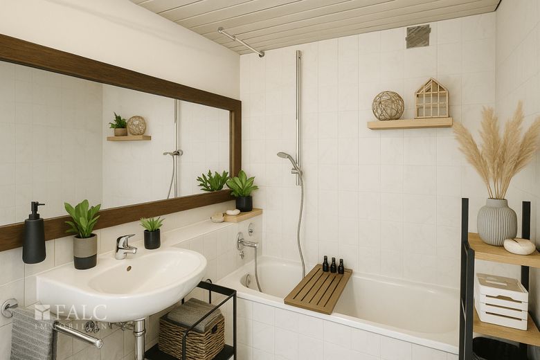 Helle 2-Zimmer-Wohnung mit großzügigem Wintergarten in Augsburg-Lechhausen – Einrichtungsbeispiel Bad