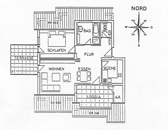 Plan der Wohnung Südlage