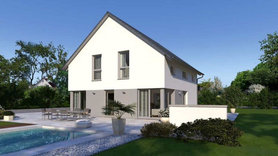 DAS LICHTDURCHFLUTETE KUBUS-HAUS – Ansicht Garten
