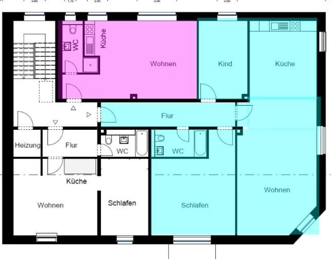 Grundriss blaue Fläche