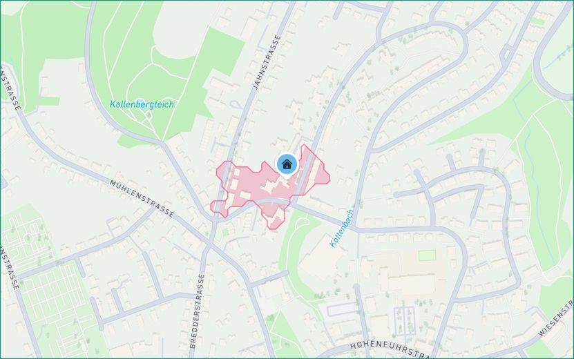 HÜBSCHE 3-ZIMMER-EIGENTUMSWOHNUNG MIT TOLLEM ZUSCHNITT UND BALKON IN RADEVORMWALD, PROVISIONSFREI! – Kartenausschnitt Ritter-von-Halt-Straße 1