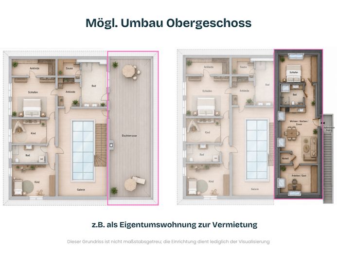 Villa esclusiva progettata da un architetto con vista libera sui prati dell’Ilmenau – Mögl. Umbau Obergeschoss