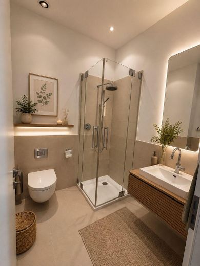 Provisionsfrei: Außergewöhnliche Dachgeschosswohnung mit Blick über Berlin und toller Dach-Terrasse – Gäste Bad/WC Flur KI