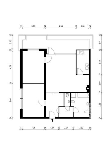 Renovierungsbedürftige Dreizimmerwohnung mit traumhaftem Ausblick – Grundriss