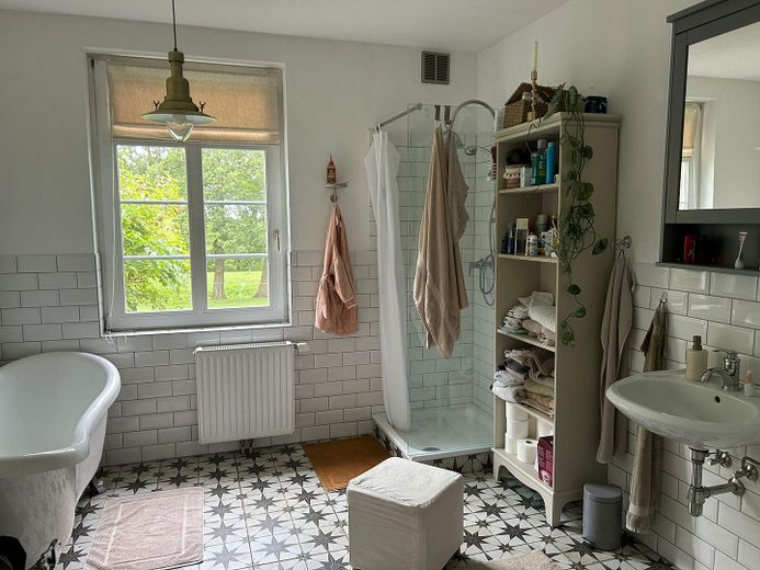 EG Wohnung in ruhigem Zweifamilienhaus sucht Hobbygärtner – Badezimmer im Retro Stil