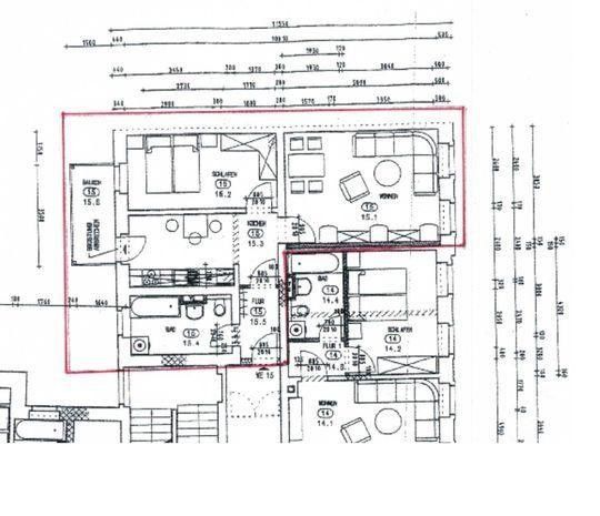 Balkonlu ve ankastre mutfaklı, tarihi çok aileli konutta çekici, modernize edilmiş 2 odalı daire - %6 getiri – Grundriss bemaßt