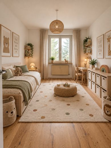 Modernisierte 3-Zimmer-Wohnung mit großem Westbalkon ins Grüne und TG – provisionsfrei – Einrichtungsbeispiel Kinderzim