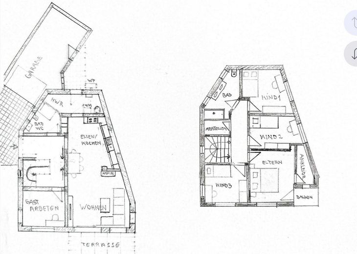 Architect-designed house with pool – Grundriss EG und OG