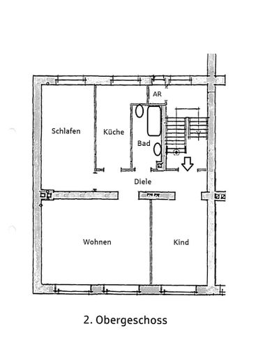Helle 3-Zi-Whg. m. Garten u. Kamin in Do-Kirchlinde-City – Grundriss