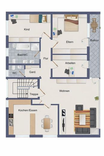 Lichtdurchflutete 4-Zimmer-Wohnung mit 126,5 m², Balkon in einem ruhigen 2-Parteienhaus – Foto 7