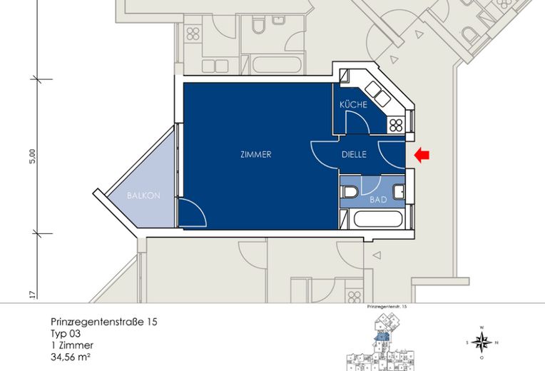 Perfekt geschnittene und zentrale Wohnung in bester Lage – Grundriss