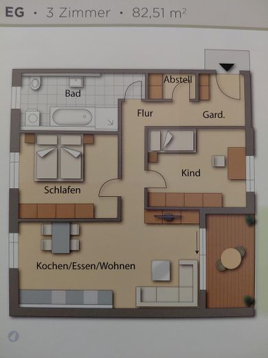 3-Zimmer-Wohnung (82,51 m²) in Neumarkt - Hallertorstraße 8 inkl. TG-Stellplatz – Grundriss