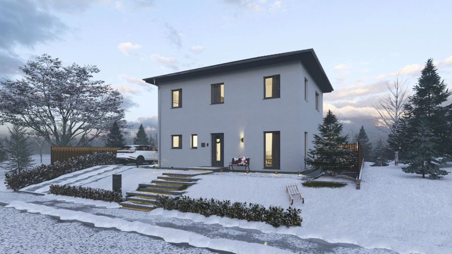 MODERNES WOHNHAUS MIT ELEGANTEM WALMDACH – Ansicht Eingang