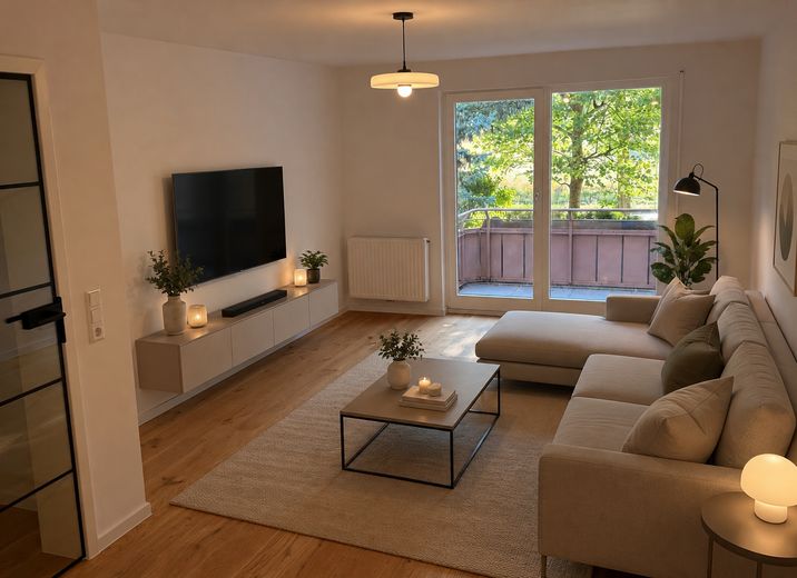 Frisch saniert & bezugsfertig: 2 Balkone, Echtholzparkett und Tiefgarage – Virtuell Möbliert