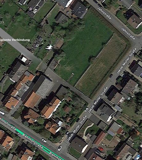 Beautiful CORNER PLOT for a 1- or 2-family house, 489 sqm – Luftbild