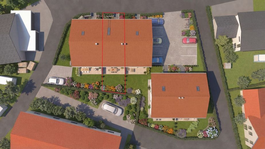 Qualität zum attraktiven Preis: Geräumiges Neubau-Reihenmittelhaus in Obing/Frabertsham – Vogelperspektive Gesamt