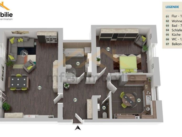 ansprechende 2-Zimmer-Wohnung in Mariental 95 m2, Küche, Bad, Gäste WC, – Foto 1