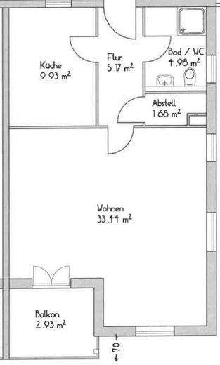 Wie Urlaub: 1-Zimmer Wohnung mit Balkon und Garage – Grundriss