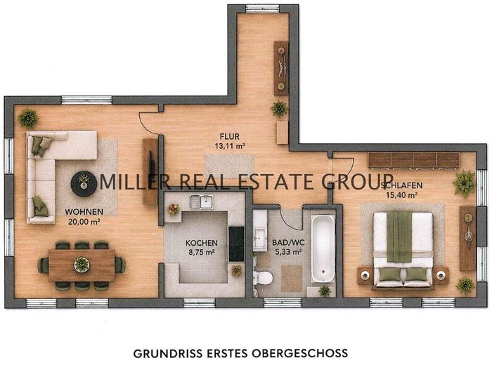 Lichtdurchflutete 2-Zimmer-Wohnung in Manching - großzügig geschnitten, gepflegt und mit Einbauküche! – Grundriss