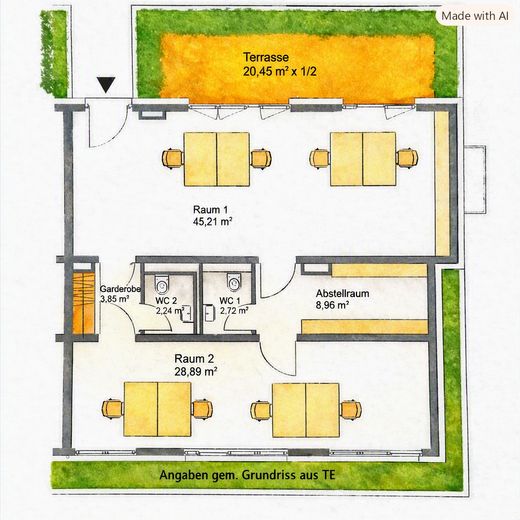 ЦІНУ ЗНИЖЕНО Офіс із паркомісцем у підземному гаражі та опцією житла в KA-Durlach – Grundriss Büro
