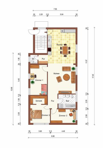 4-Zimmerwohnung im urbanen Mannheimer Industriehafen - ideal für studentische und andere WG's – Grundriss
