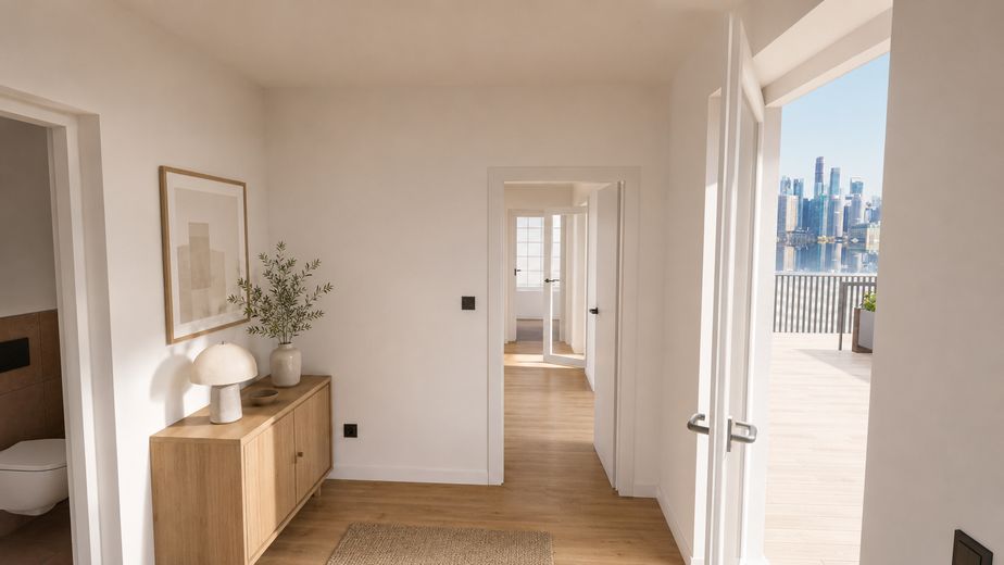 5% AfA - Auf 94 m² stilvoll Wohnen oder mit Rendite vermieten - The Roof Top Apartment – Diele mit Gäste WC
